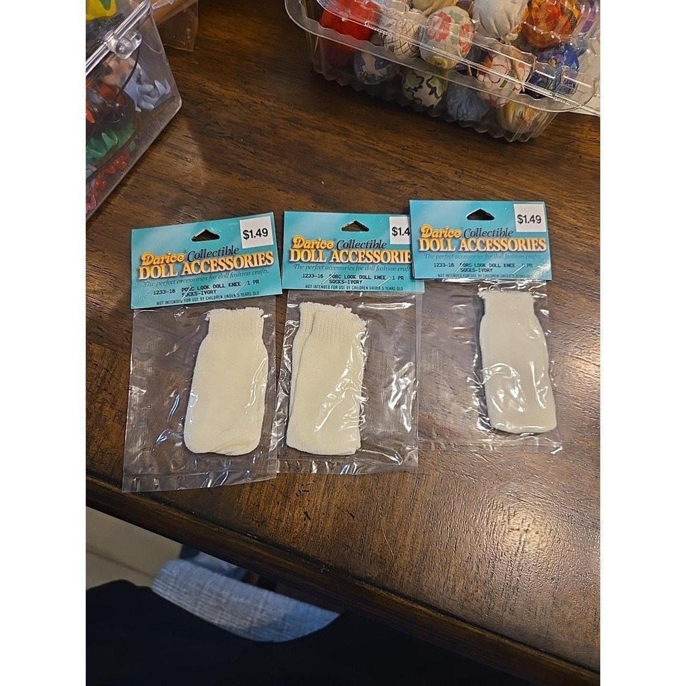 3-Darice Collectable Doll Accessories Ivory Knee High  Doll Socks NEW Old Stock